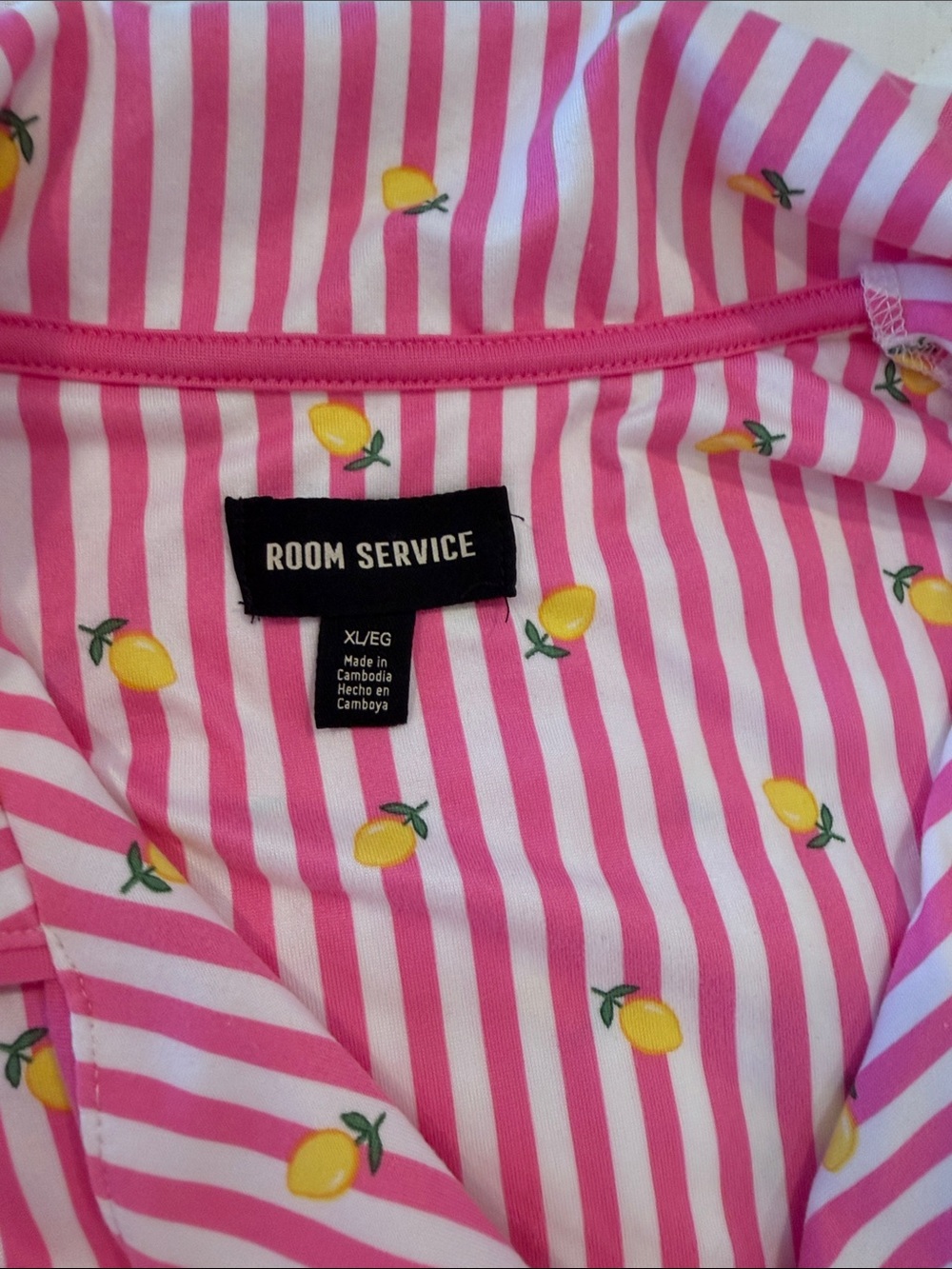 Soft Pink Striped Lemon-Print Pajama Set - Picture 2 of 4